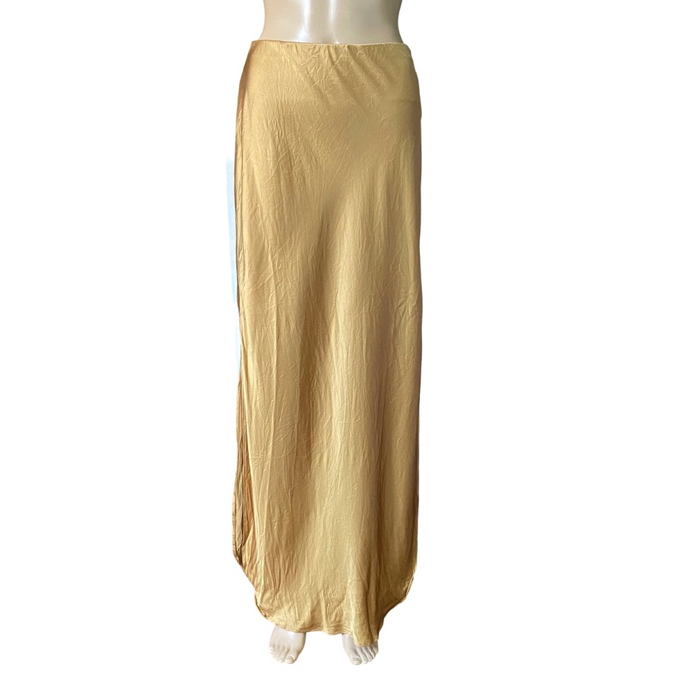 Banana Republic Gold Maxi Silk Skirt Size S